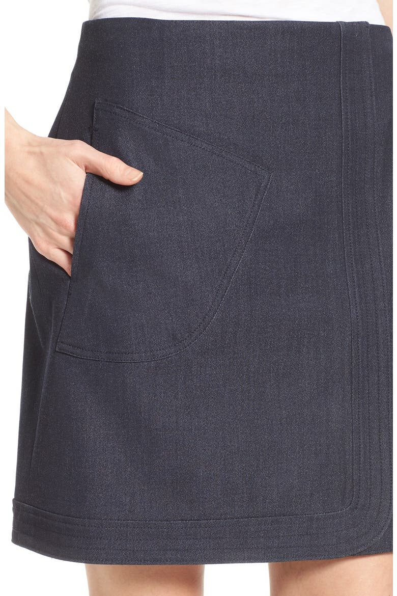 Denim Faux Wrap Miniskirt, Alternate, color, DARK INDIGO