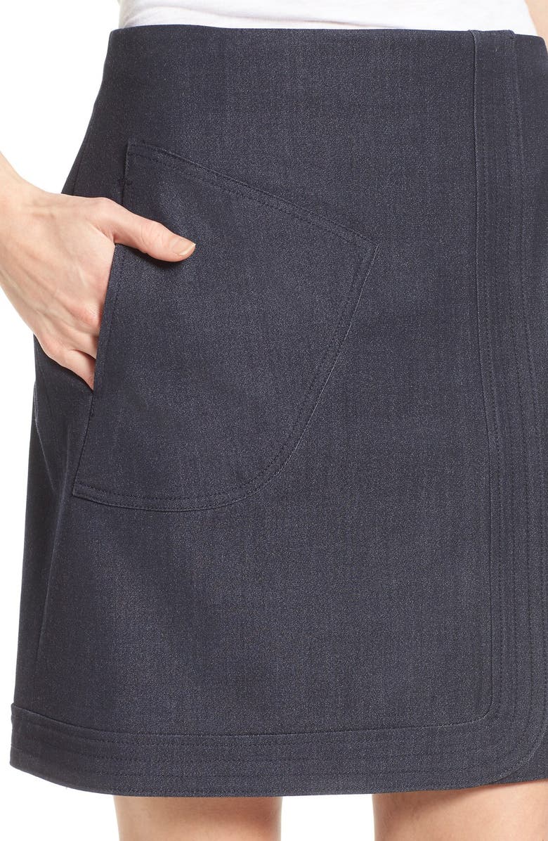 Halogen<sup>®</sup> Denim Faux Wrap Miniskirt, Alternate, color,
