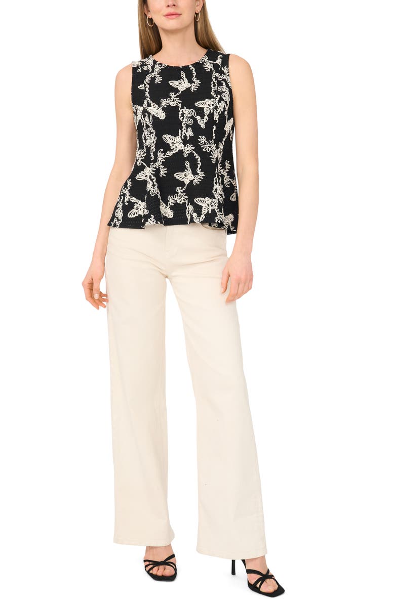 Vince Camuto Butterfly Sleeveless Top, Alternate, color, Rich Black