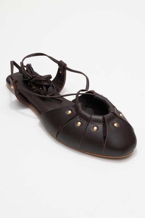 Daria Leather Ankle Lace-Up Sandal