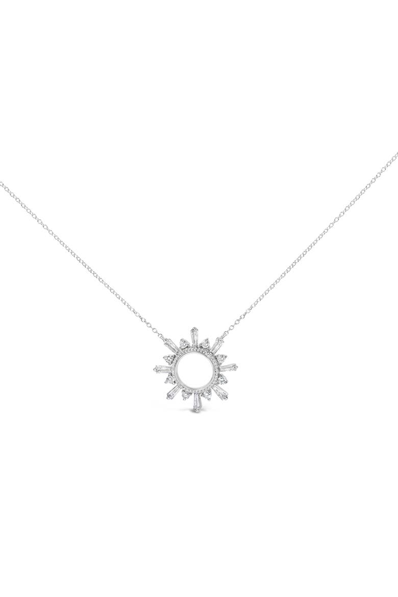 Sterling Silver 5/8 Cttw Diamond Starburst Medallion Pendant Necklace, Main, color, Silver