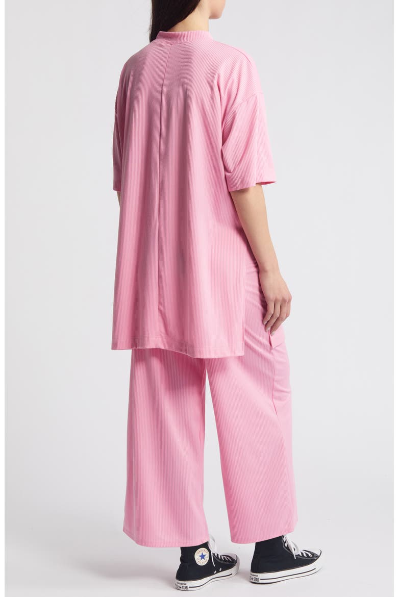 Lex Rib Oversize T-Shirt & High Waist Crop Pants, Alternate, color, PINKY ROSE