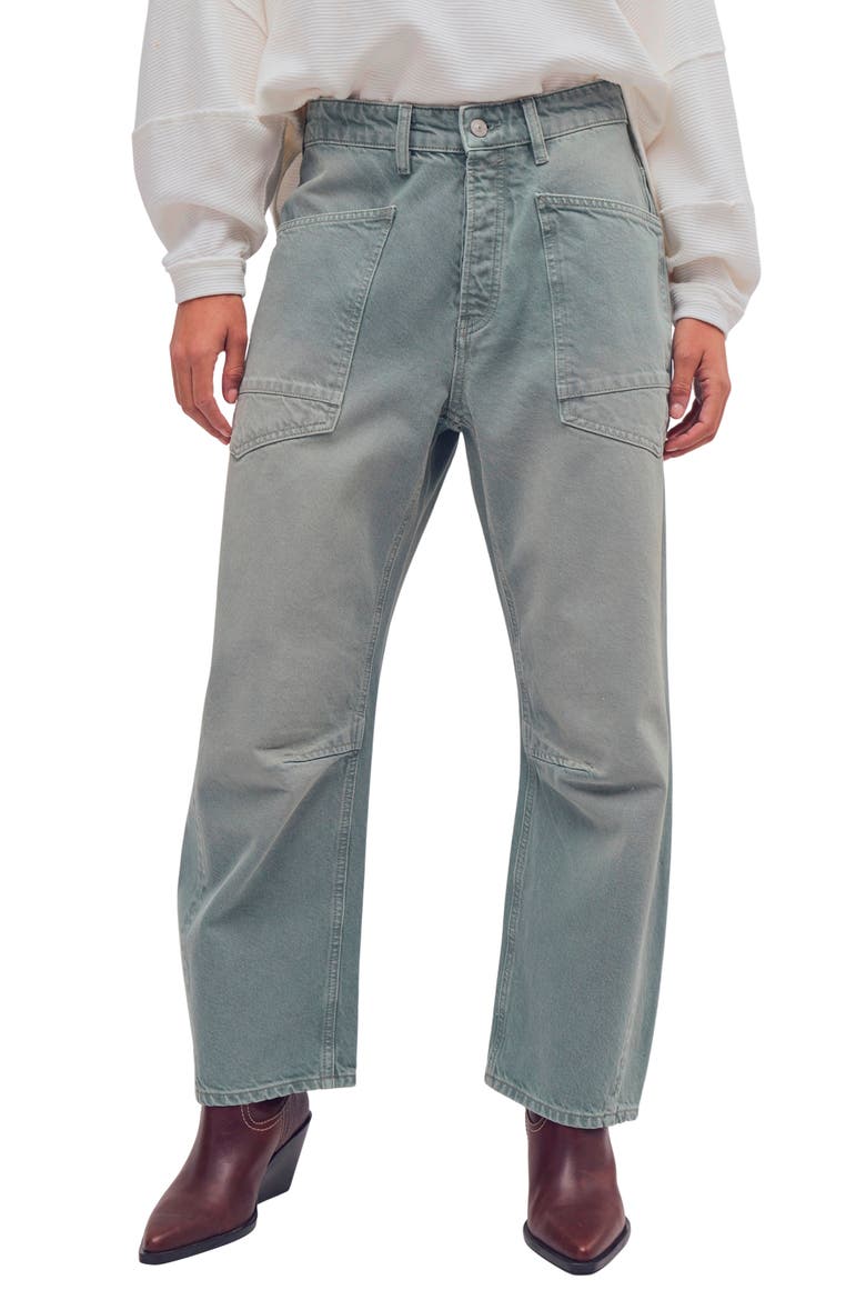 We The Free Minimalist Moxie Barrel Jeans, Main, color, ALOE