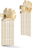 SPHERA MILANO Flower Crystal Fringe Earrings