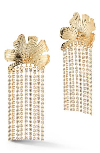 Sphera Milano Flower Crystal Fringe Earrings