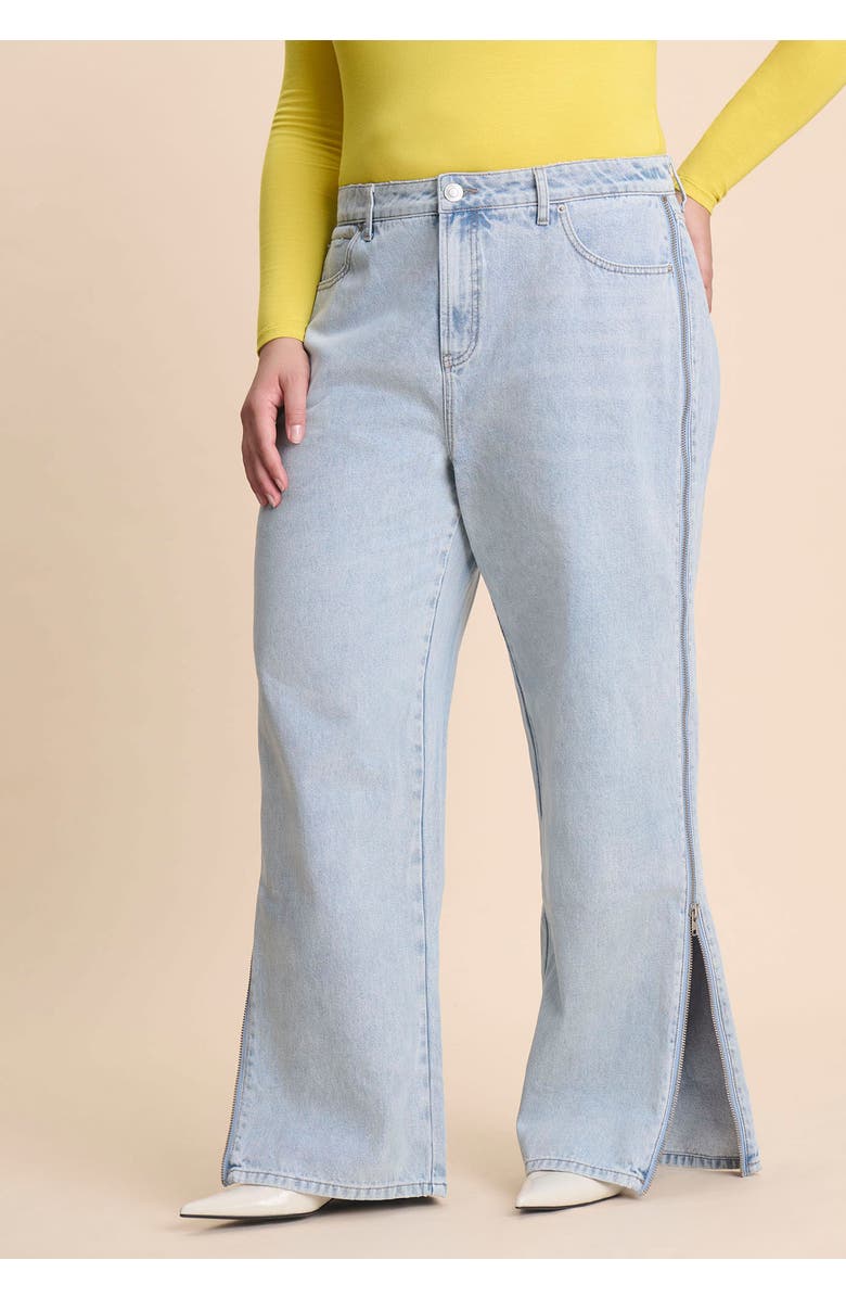 ELOQUII Side Zip Loose Jean, Alternate, color, Light Wash