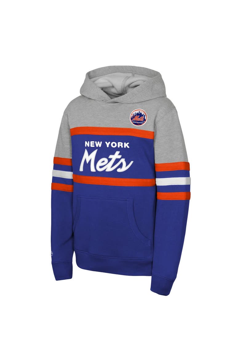 Youth Mitchell & Ness Royal/Grey New York Mets Cooperstown Head Coach Pullover Hoodie, Alternate, color, Royal