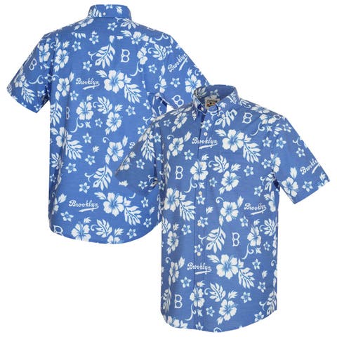 Men's Reyn Spooner Blue Brooklyn Dodgers Cooperstown Kekai Performance Button-Down Tri-Blend Top