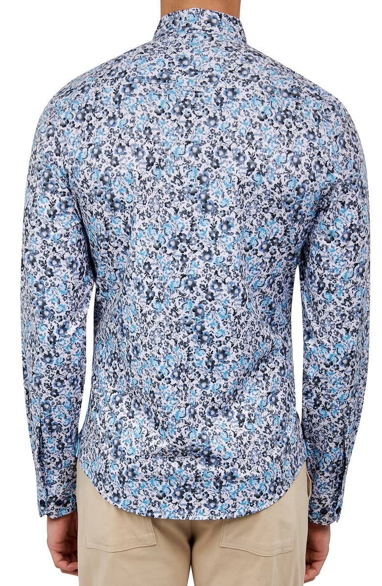 Brooklyn Brigade Slim Fit Floral 4-Way Stretch Performance Long Sleeve Shirt, Alternate, color, Lt Blue Grey