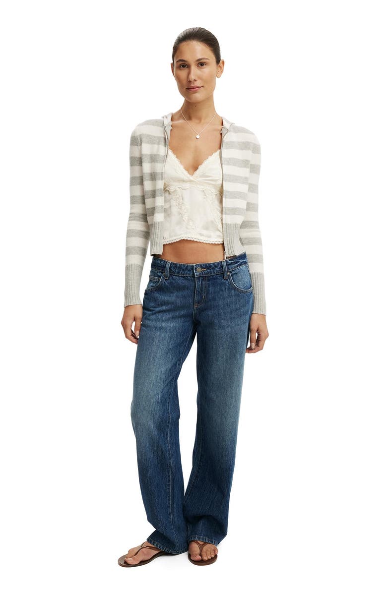 Cotton On Women's Everfine Hooded Knit, Alternate, color, Grey Marle Porcelain Stripe