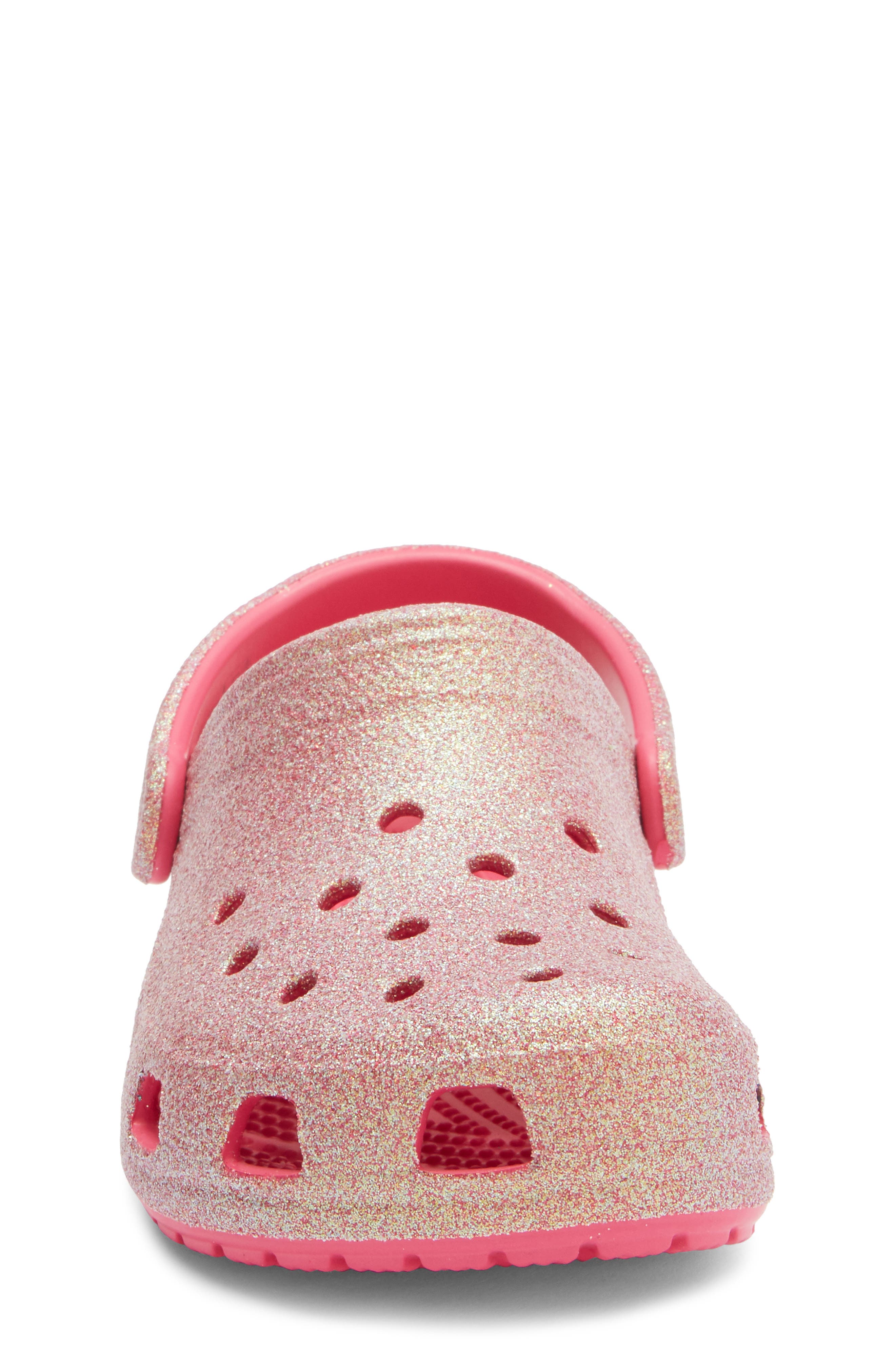 CROCS Kids' Classic Iridescent Glitter Clog, Alternate, color, Dragon Fruit