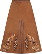 Fortela Embroidered Suede Skirt