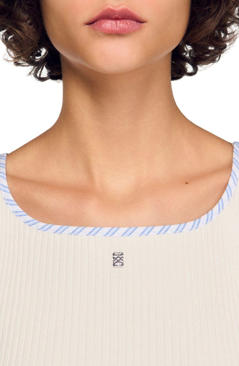 SANDRO Ribbed vest top, Alternate, color, Ecru