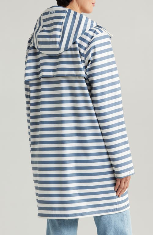 Helly Hansen Moss Waterproof Rain Coat In 601 Washed Navy Stripe Aop