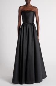 McQueen Strapless Lace Detail Ballgown