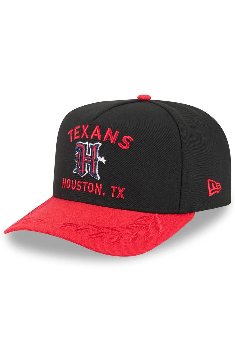 New Era Men's New Era Black/Red Houston Texans 2025 NFL Draft A-Frame 9FIFTY Snapback Hat, Main, color, Black