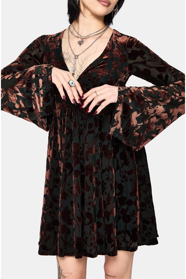Dakota Flare Sleeve Mini Dress, Alternate, color, Brown