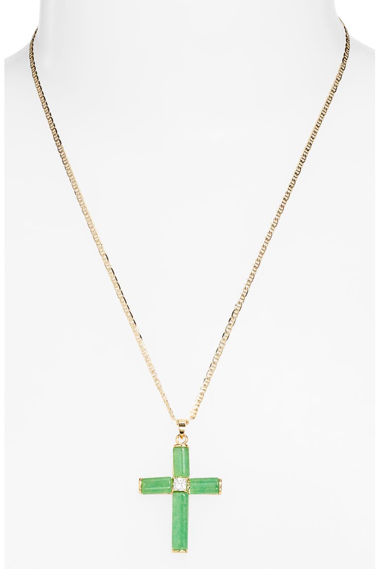 Giovanni Jade Cross Pendant Necklace, Alternate, color, GOLD