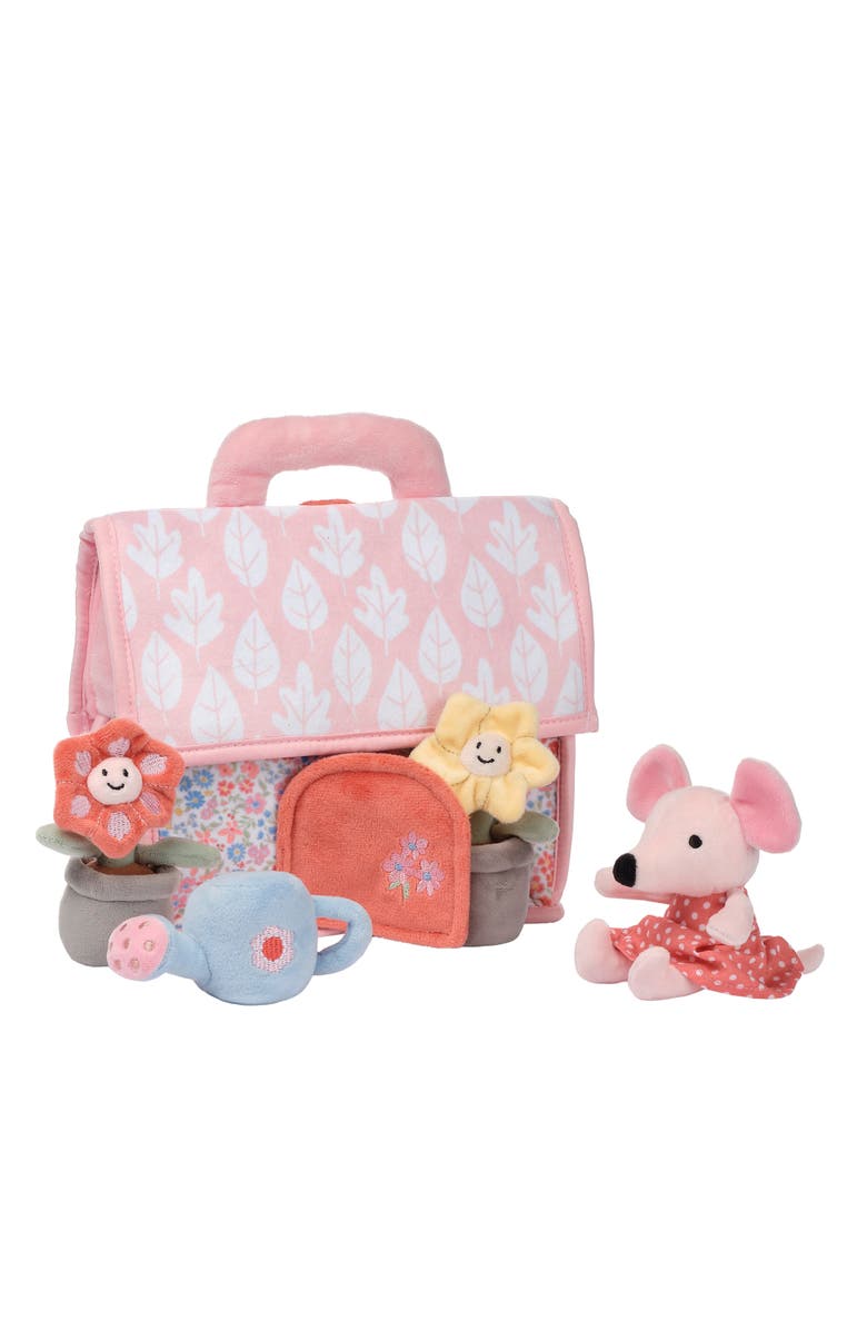Lambs & Ivy Floral Cottage 5pc Interactive Flowers & Mouse Plush Play Set Toy, Alternate, color, Pink Multi