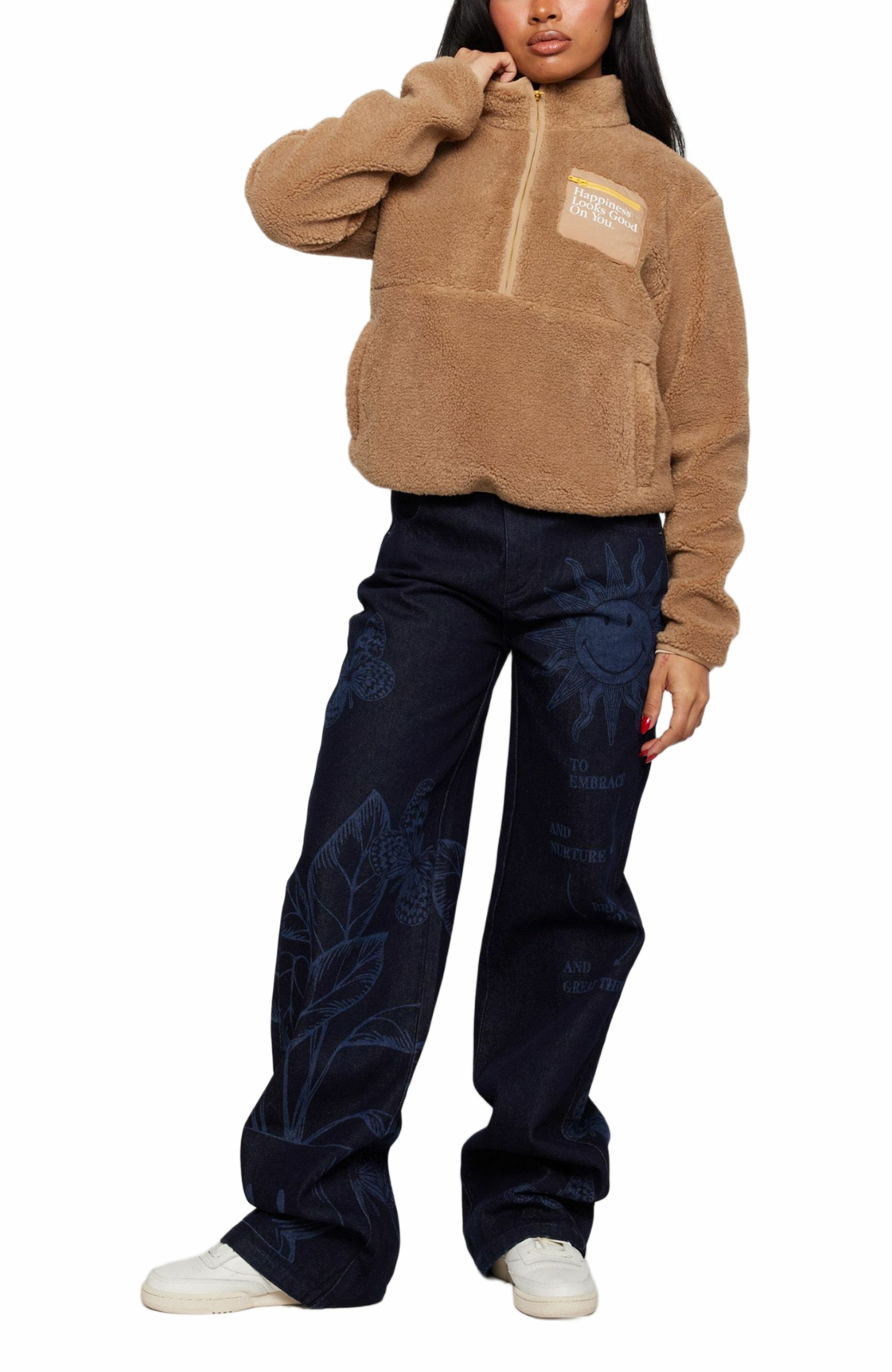 OVERDYE PRINTED SMILEY DENIM PANTS