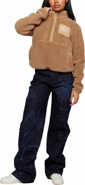 Samii Ryan OVERDYE PRINTED SMILEY DENIM PANTS