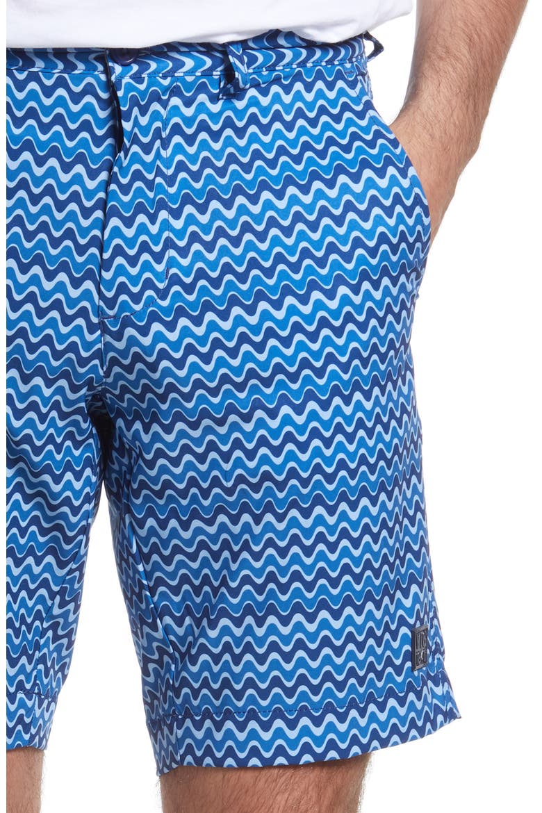Print Golf Shorts, Alternate, color, NAVY ZIG ZAG WAVE