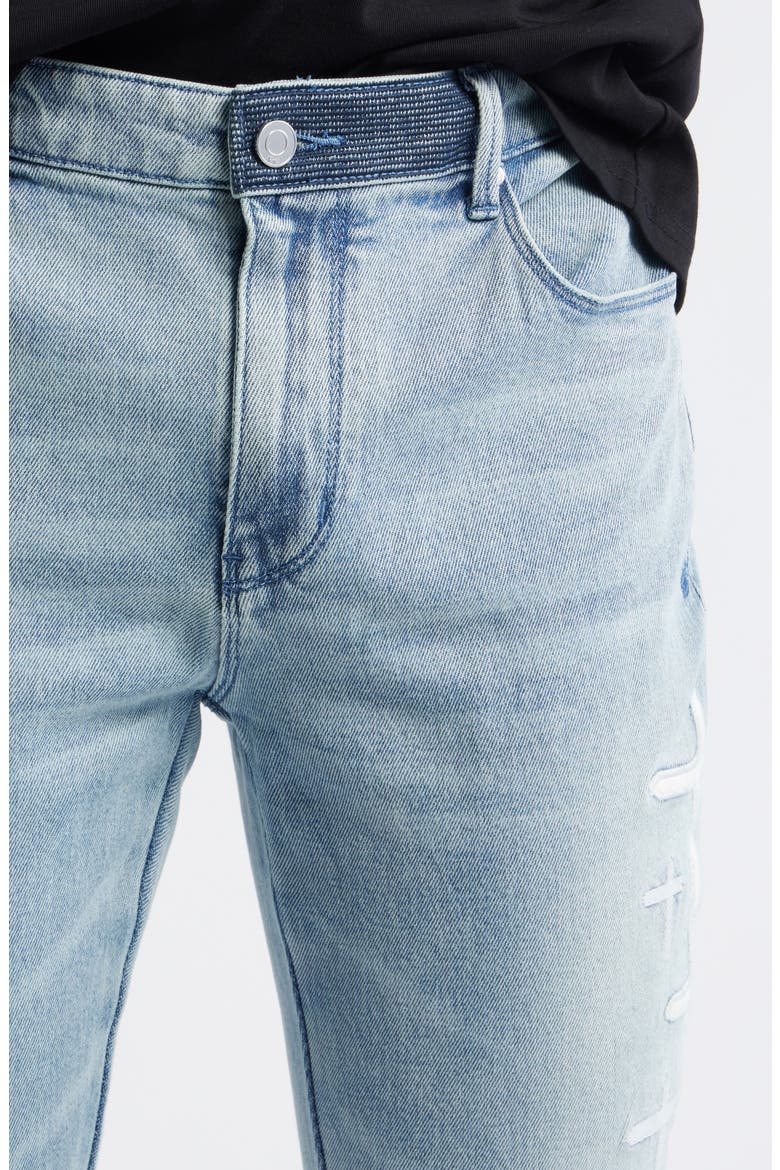 Bryant Stretch Denim Skinny Jeans, Alternate, color, COASTAL DRIFT CROSS PATCH