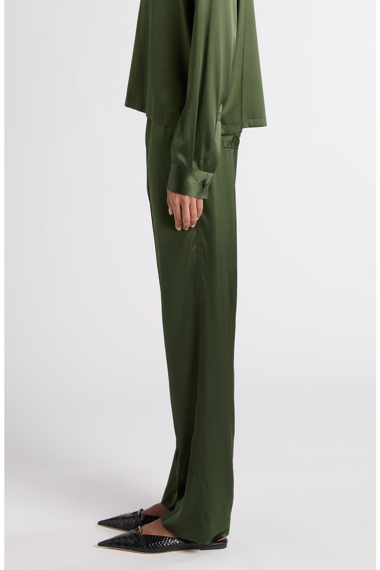 Stretch Silk Satin PJ Pants, Alternate, color, MOSS GREEN