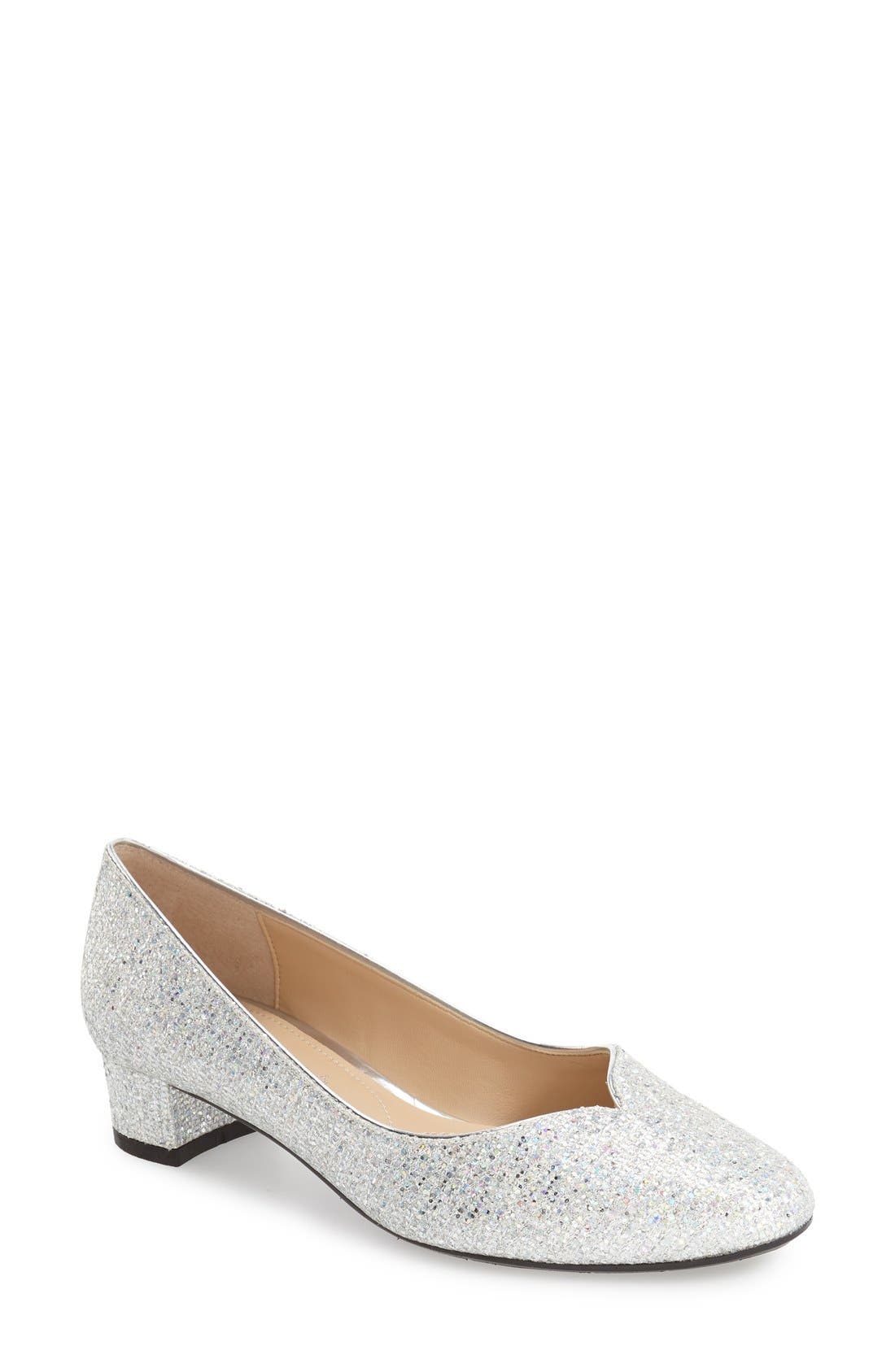 'Bambalina' Block Heel Glitter Pump, Main, color, SILVER GLITTER FABRIC