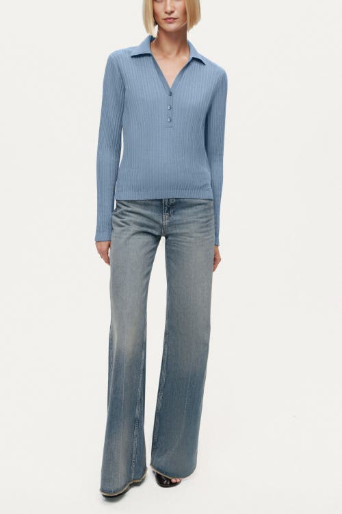 Nocturne Ribbed Polo Knit Sweater In Blue