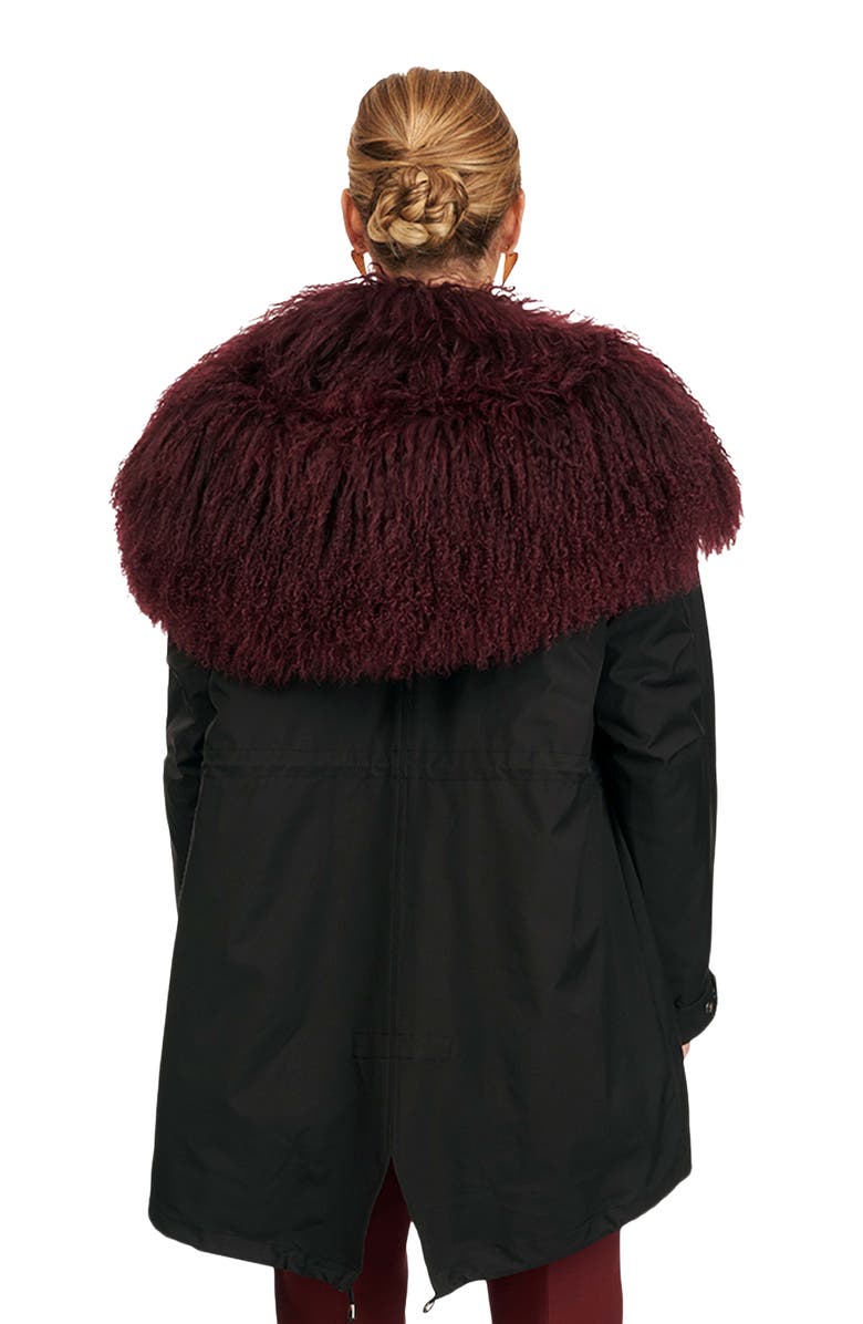 GORSKI Parka With Lamb Tuxedo And Hood, Alternate, color, Aubergine/Black