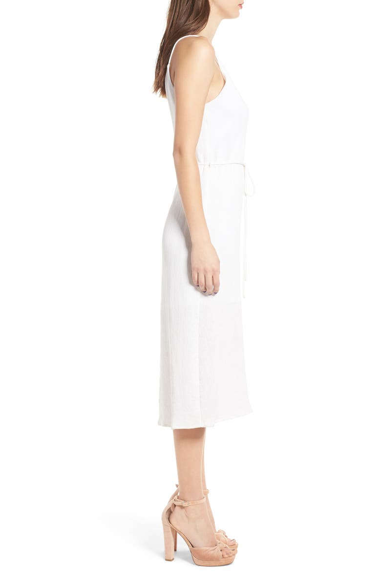 Tie Waist Midi Dress, Alternate, color, OFF WHITEDNU