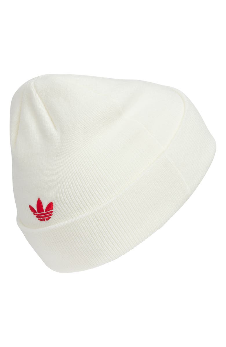 adidas Originals Off Set 3-Stripe Beanie, Alternate, color, White/ Better Scarlet
