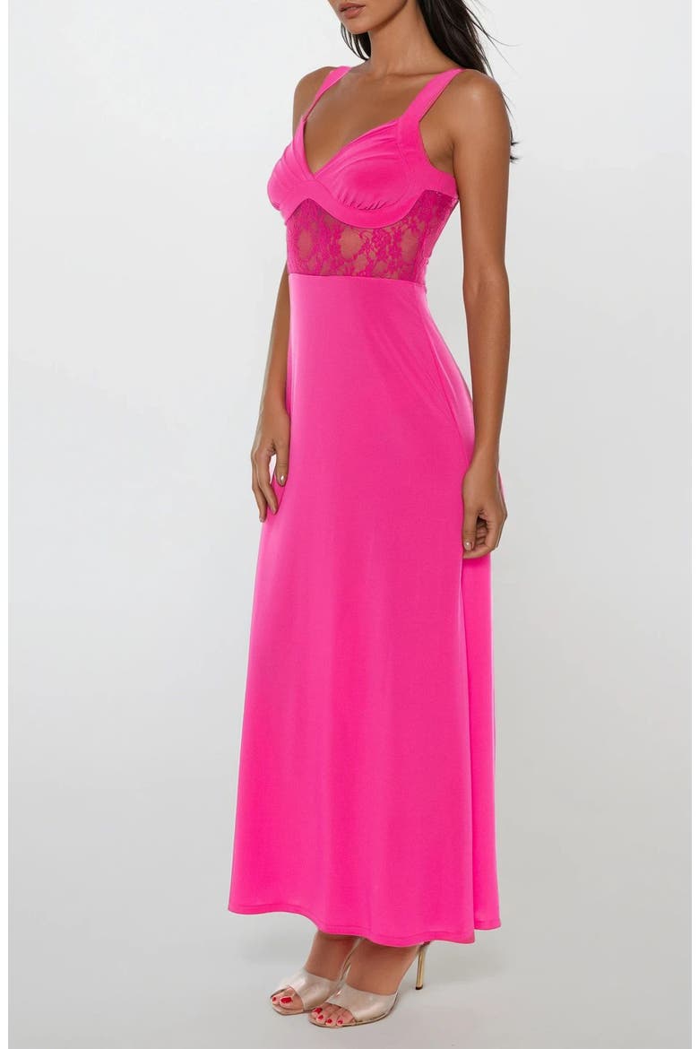 Lace Inset Slipdress, Alternate, color, FUCHSIA