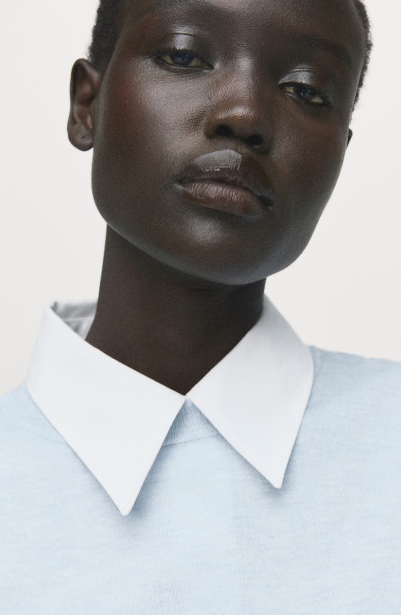 MANGO Finely Knit Crewneck Sweater, Alternate, color, Sky Blue