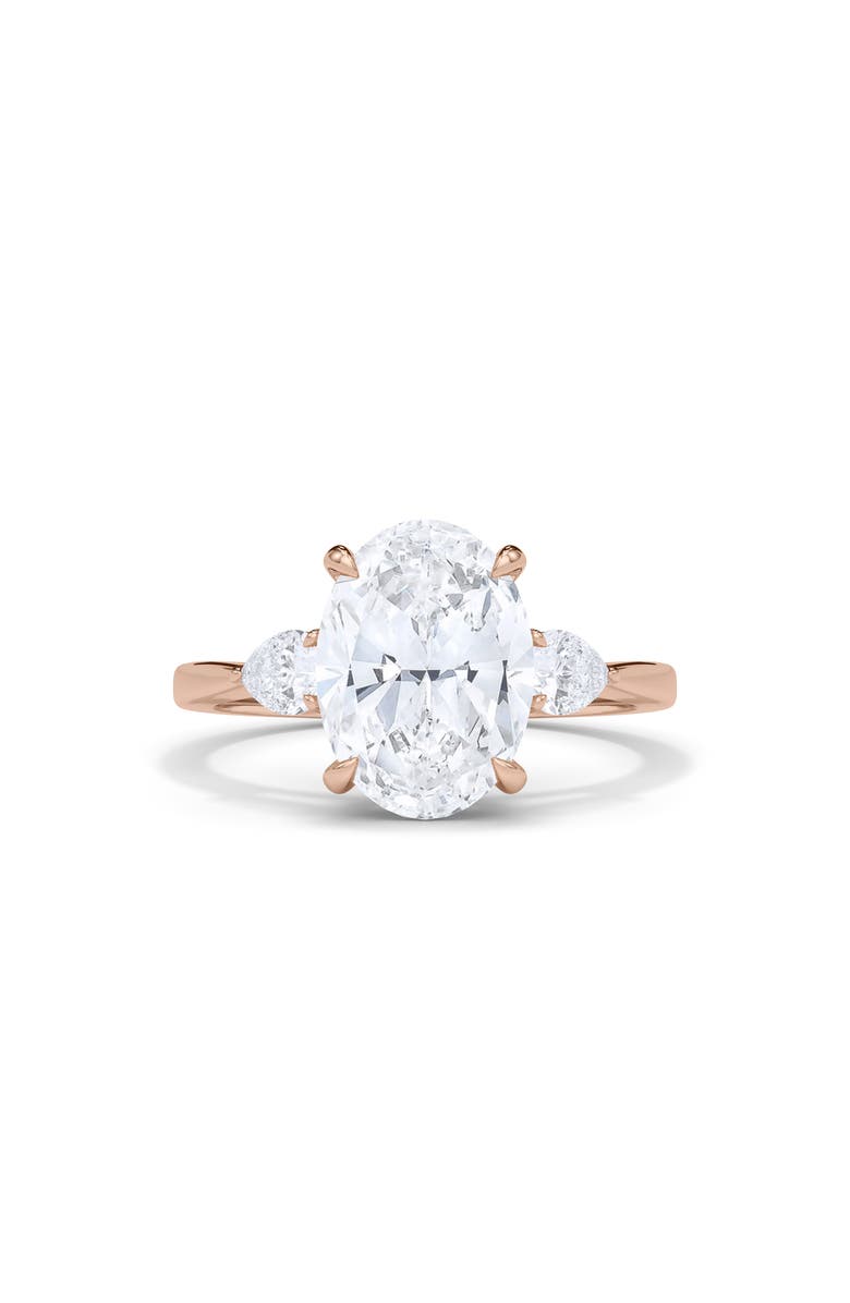 HauteCarat Oval & Pear Cut Lab Created Diamond Ring, Alternate, color, 2.00Ctw 18K Rose Gold