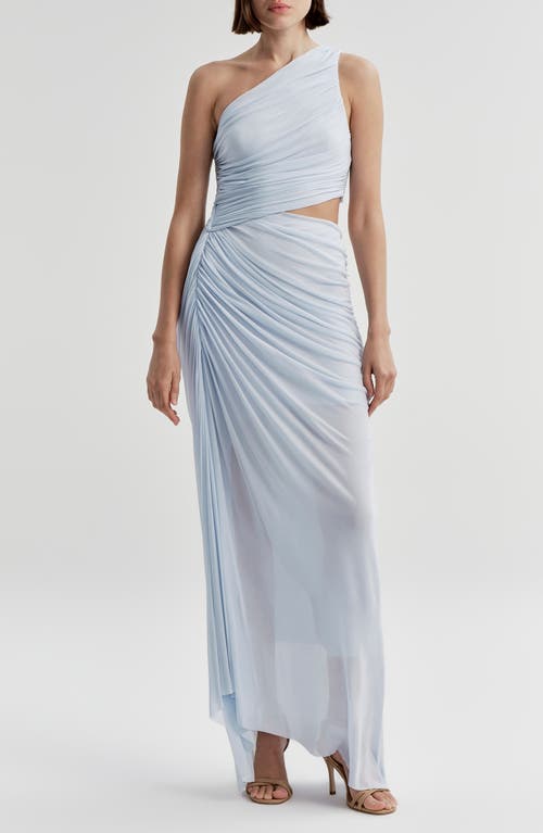 A.L.C. Cleo One-Shoulder Cutout Detail Asymmetric Mesh Maxi Dress in Sky Blue at Nordstrom, Size X-Small