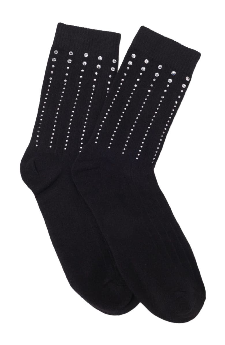 maje Rhinestone cotton socks, Alternate, color, Black