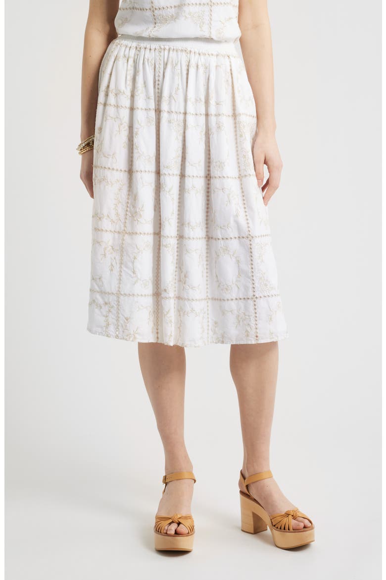 Cotton Eyelet Midi Skirt, Main, color, WHITE