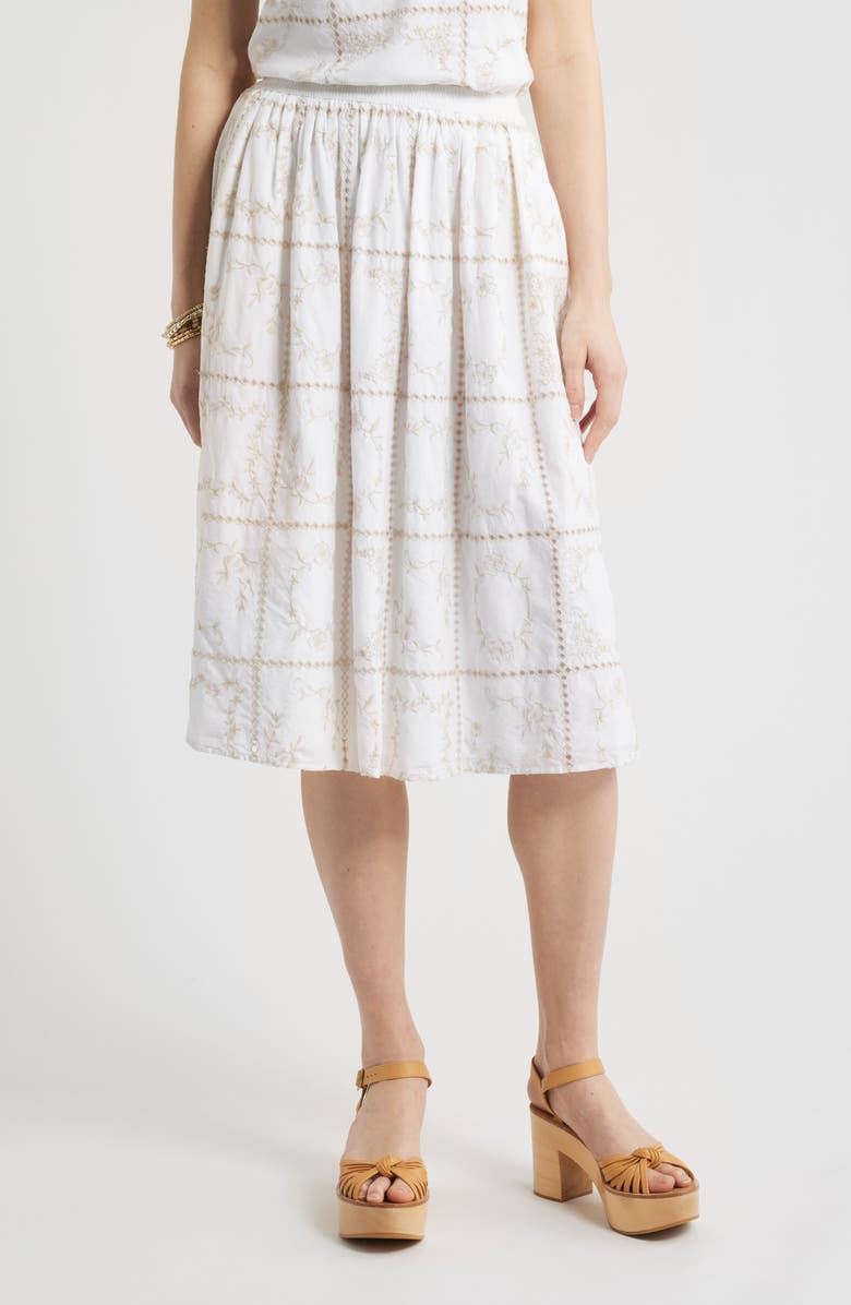 Treasure & Bond Cotton Eyelet Midi Skirt, Main, color, White