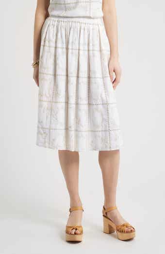 Cotton Eyelet Midi Skirt
