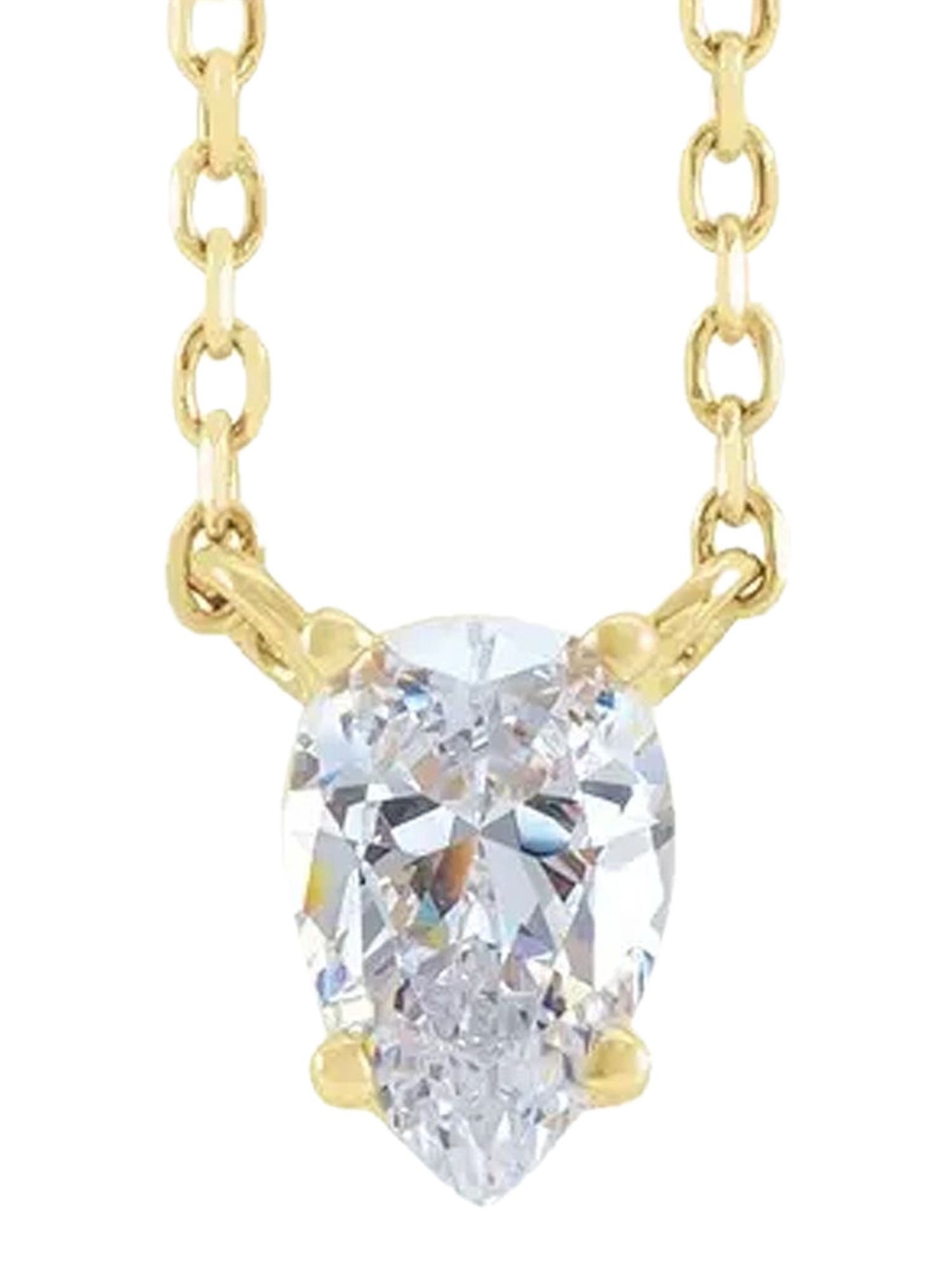 Bliss Diamond 1Ct Pear Shape Diamond Solitaire Floating Pendant Gold ...