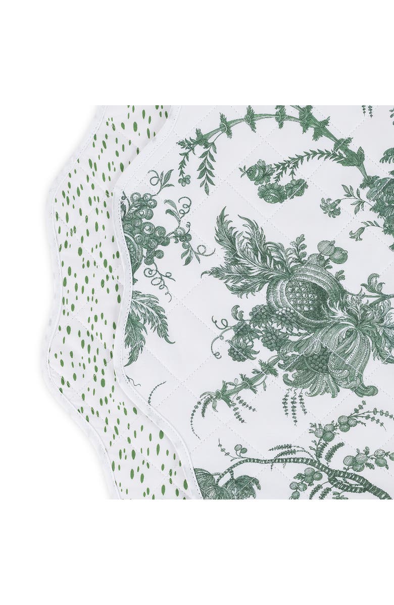 Matouk Set of 4 Reversible Quilted Placemats, Alternate, color, San Cristobal Green/ Celine