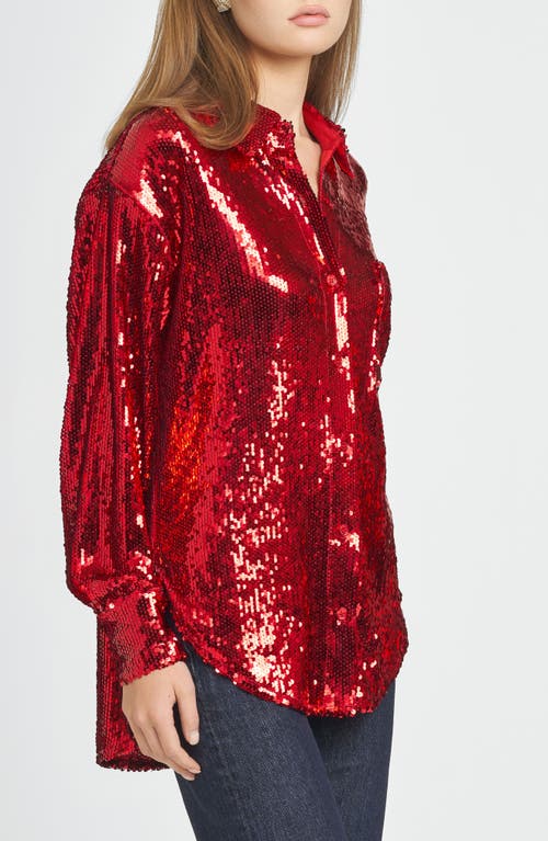 WAYF WAYF FIND YOUR LIGHT SEQUIN BUTTON-UP SHIRT 