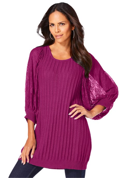 Lace Sleeve Sweater (Plus)