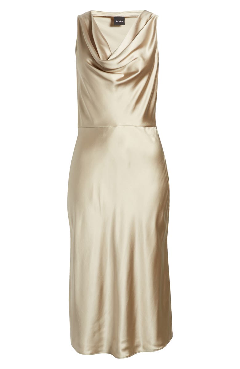 BOSS Dawida Cowl Neck Satin Midi Dress, Alternate, color, 