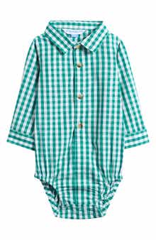 RuggedButts Emerald Green Gingham Cotton Bodysuit