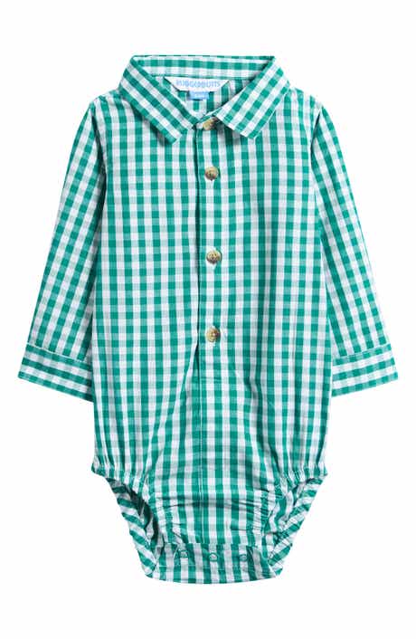 RuggedButts Emerald Green Gingham Cotton Bodysuit