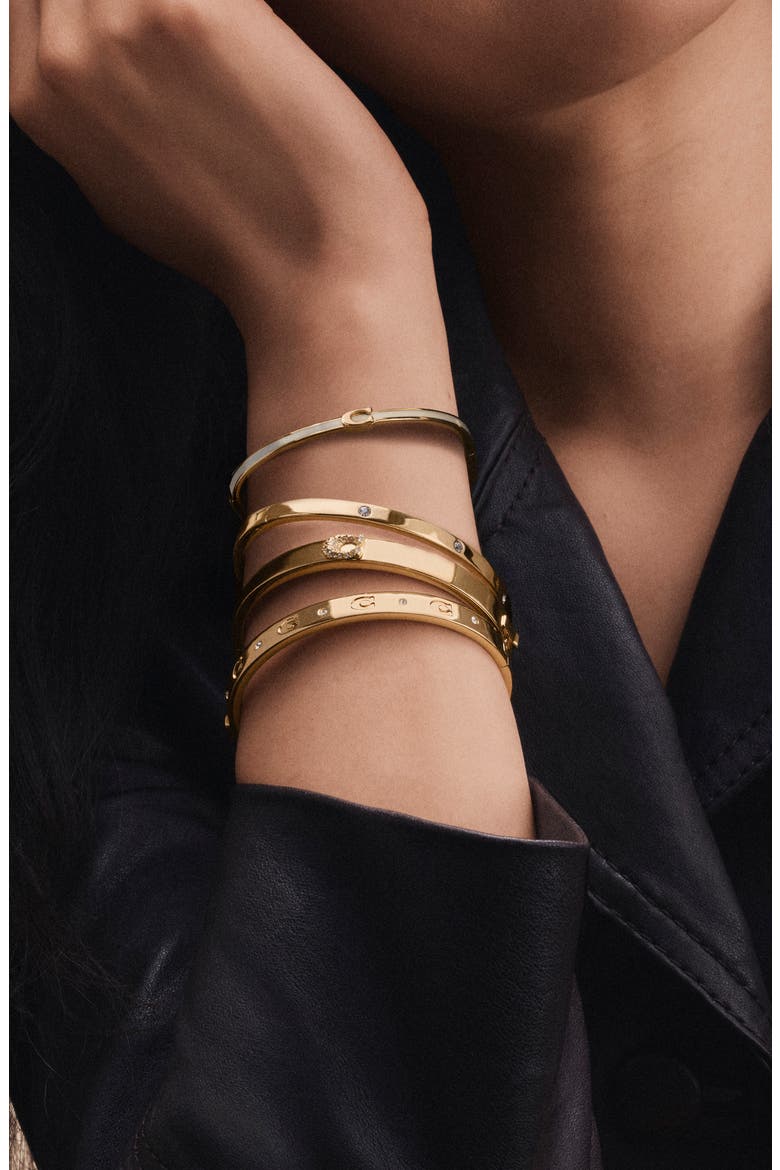 Signature C Hinged Bangle, Alternate, color, GOLD