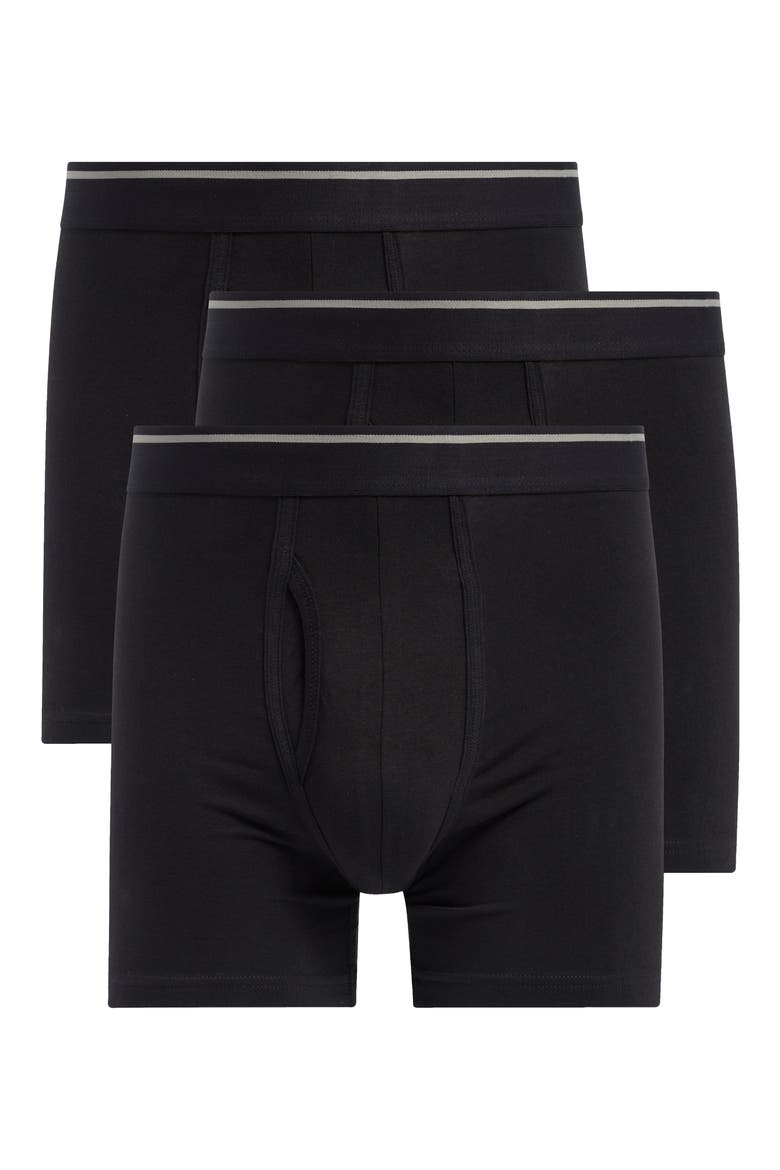 3-Pack Stretch Cotton Boxer Briefs, Alternate, color, BLACK